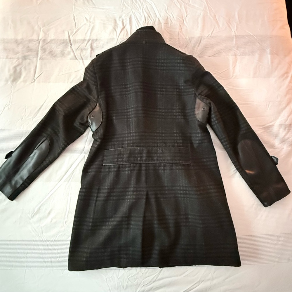 Rudsak Mens Black/charcoal Wool/Leather coat - Picture 6 of 15
